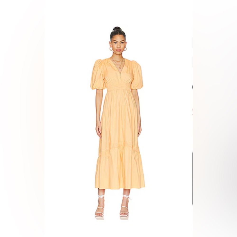 MinkPink Piper Midi Dress in XS 
Yellow Puff Sleeve Dress